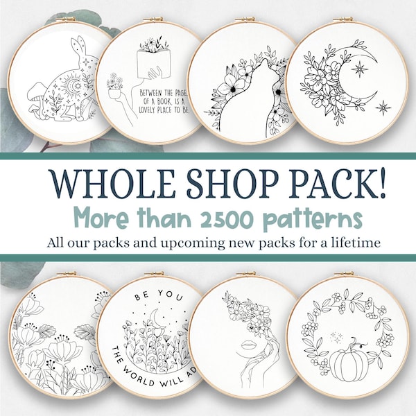 2600+ Embroidery Template Super Bundle: Lifetime Access, beginner friendly (PDF Download)