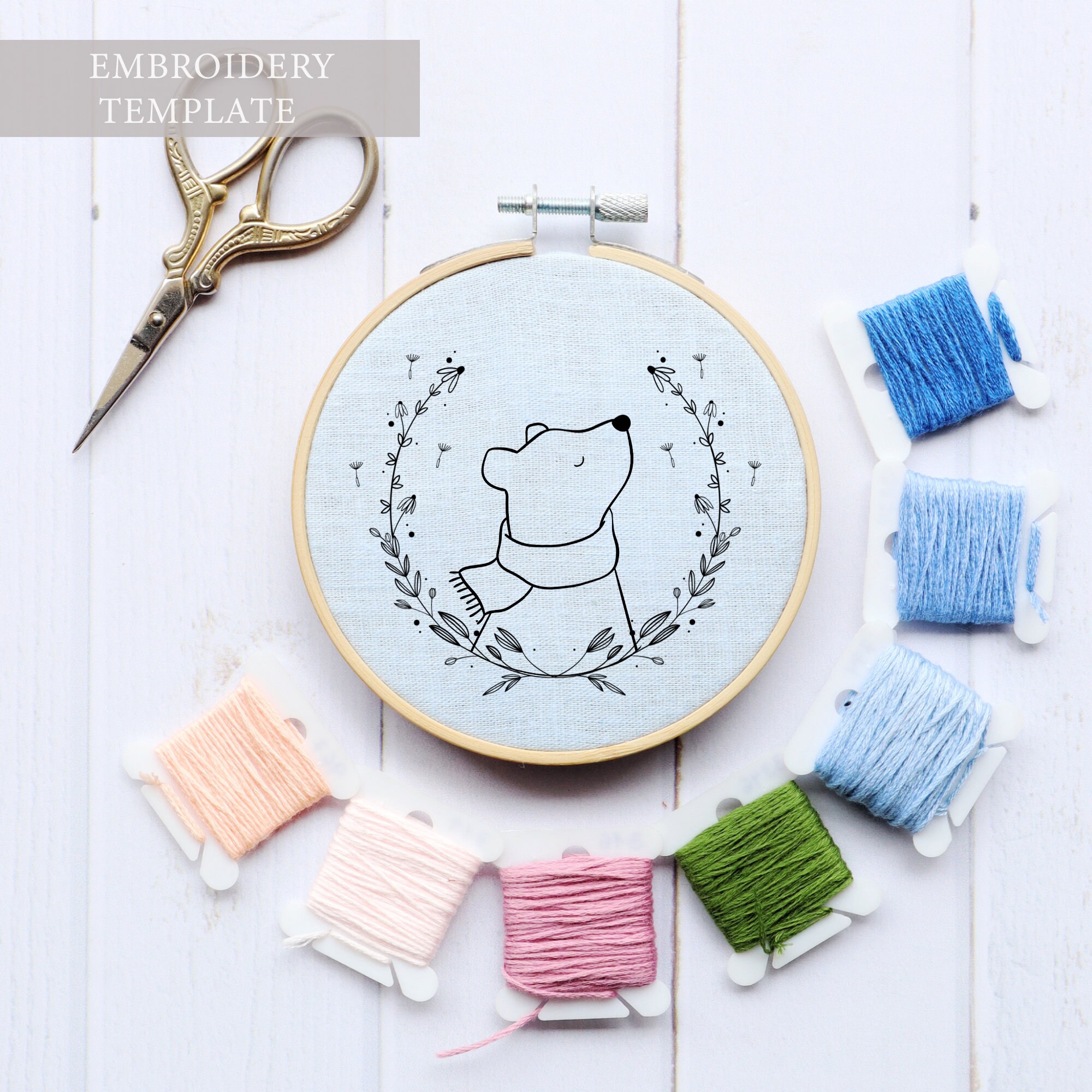 Cute Bear Embroidery Pattern Embroidery Bear Pattern Hand - Etsy