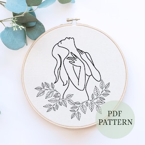 Female Plant Embroidery Pattern, Plant woman Embroidery Pattern PDF, Modern Embroidery Pattern, Embroidery Hoop Art, PDF Instant Download