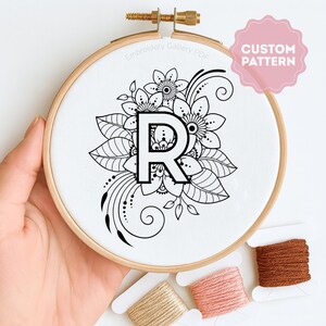 花文字刺繍パターン：DIYイニシャルモノグラム（PDFダウンロード