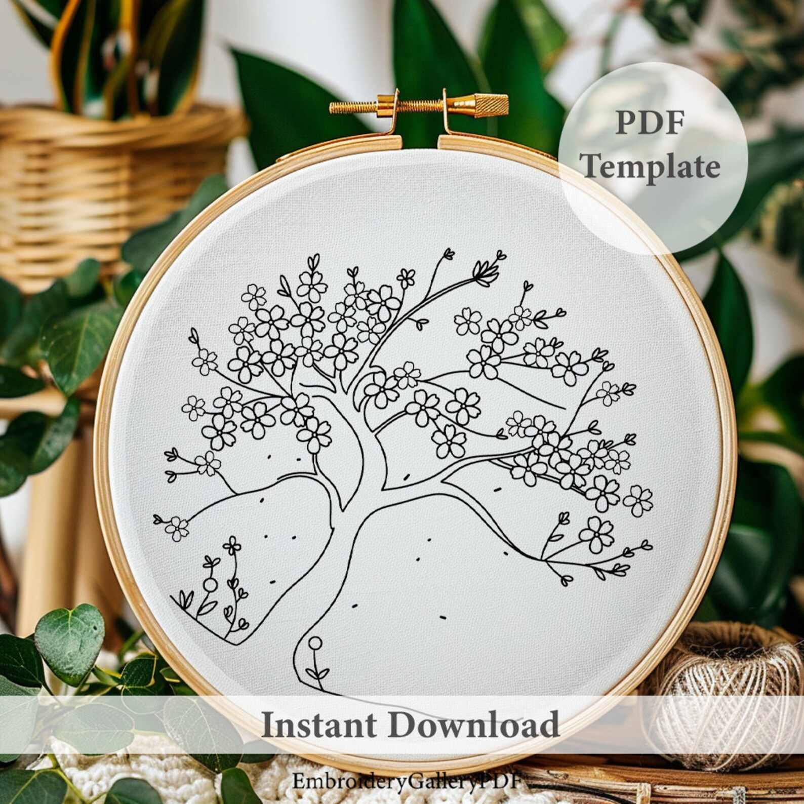 Cherry Blossom Tree Hand Embroidery Pattern: Sakura Floral Design (PDF ...