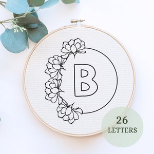Initial embroidery, Letter Embroidery PDF Pattern, letter embroidery, monogram embroidery, beginner's embroidery, embroidery pattern