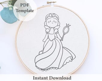Princess Embroidery Pattern: DIY Kids Room Decor (Digital Download)