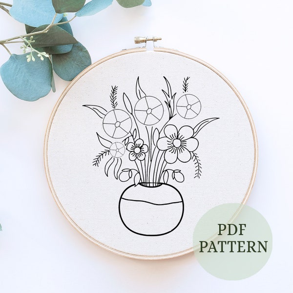Woven chain rose hand embroidery pattern ,bouquet floral,embroidery pattern, Floral designs, PDF digital download, flower embroidery designs