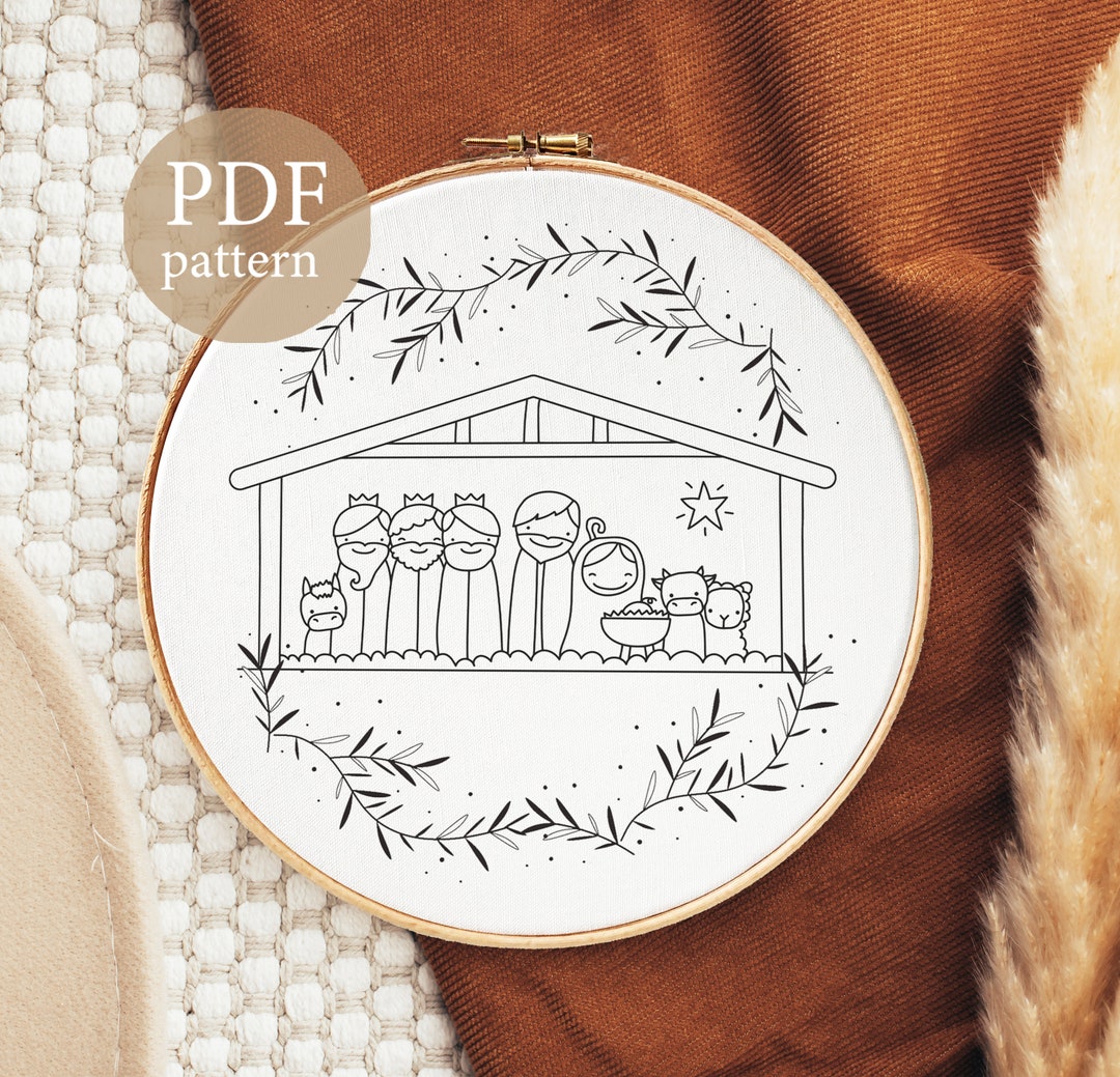 Nativity Scene Embroidery Pattern Christmas Nativity Etsy