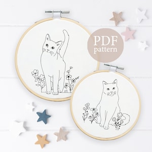 Lot de broderie chat mignon, broderie chaton, cadeau pour amoureux des chats, motif de broderie chat doux, broderie chat bricolage, broderie à la main, art du cerceau