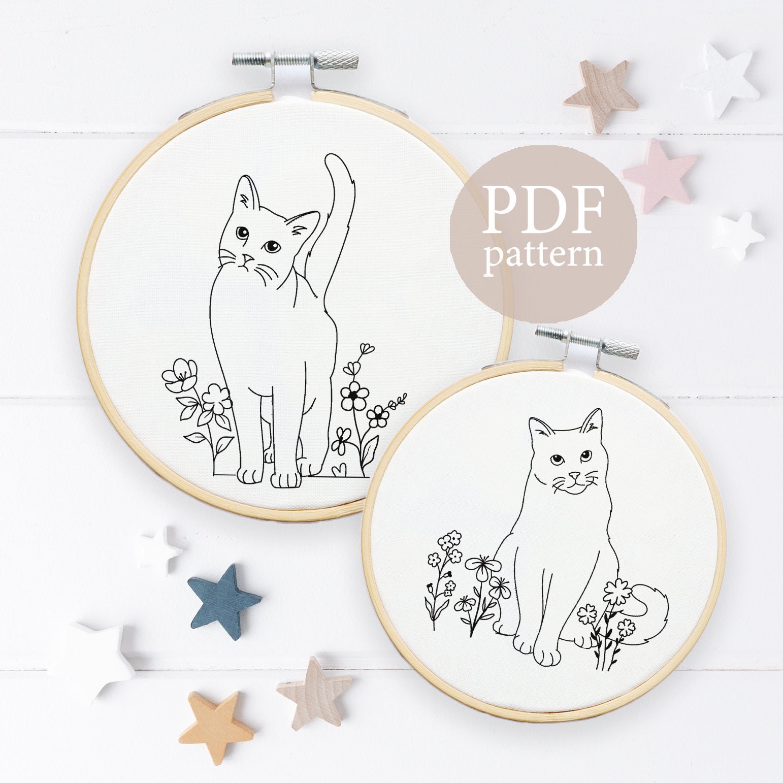  BREENHILL 4 Pack Cat Embroidery Kit with Patterns and
