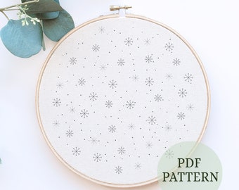 Patrón de bordado de copos de nieve navideños: Arte de bastidor DIY para principiantes (Patrón PDF)