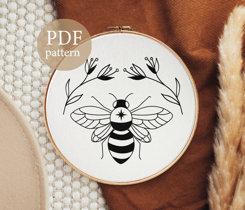 Bumble Bee Hand Embroidery Pattern PDF Instant Download Bee - Etsy