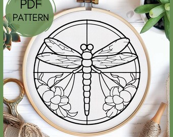 Dragonfly Embroidery Pattern: Beginner DIY Craft (Digital Download)