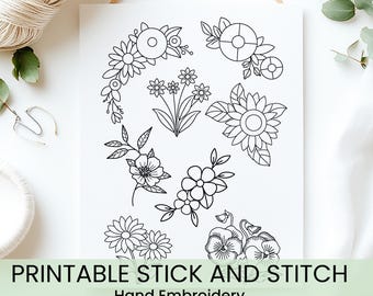 Floral Embroidery Patterns: DIY Flower Patch Designs (PDF Pattern)