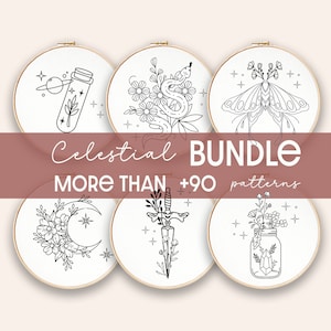 Embroidery Bundle , Hand Embroidery Patterns, Celestial Collection, PDF Embroidery Pattern, Beginner Pattern, Celestial designs, Digital PDF