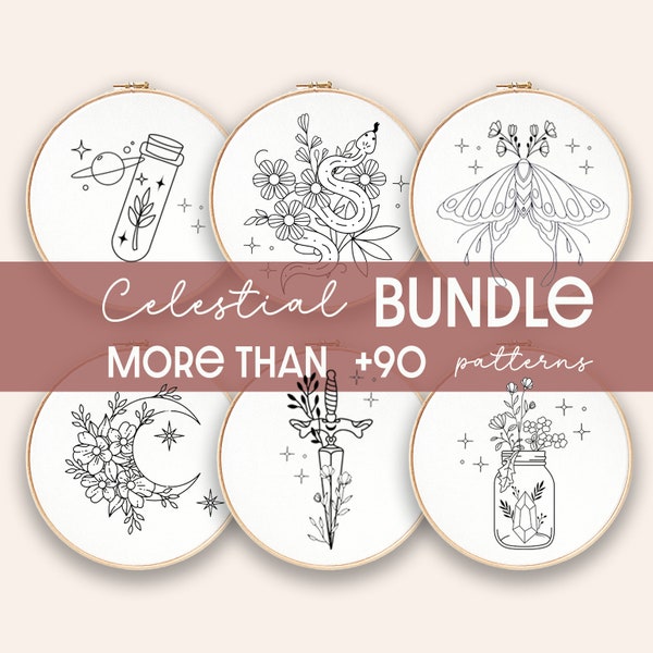 Embroidery Bundle , Hand Embroidery Patterns, Celestial Collection, PDF Embroidery Pattern, Beginner Pattern, Celestial designs, Digital PDF