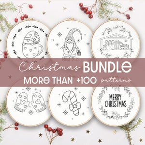 Embroidery Bundle , Hand Embroidery Patterns, Christmas Collection, PDF Embroidery Pattern, Beginner Pattern, Christmas designs, Digital PDF