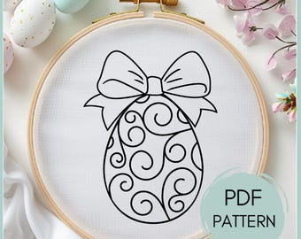 Handborduurpatroon paasei: vintage lente doe-het-zelf (pdf-patroon)