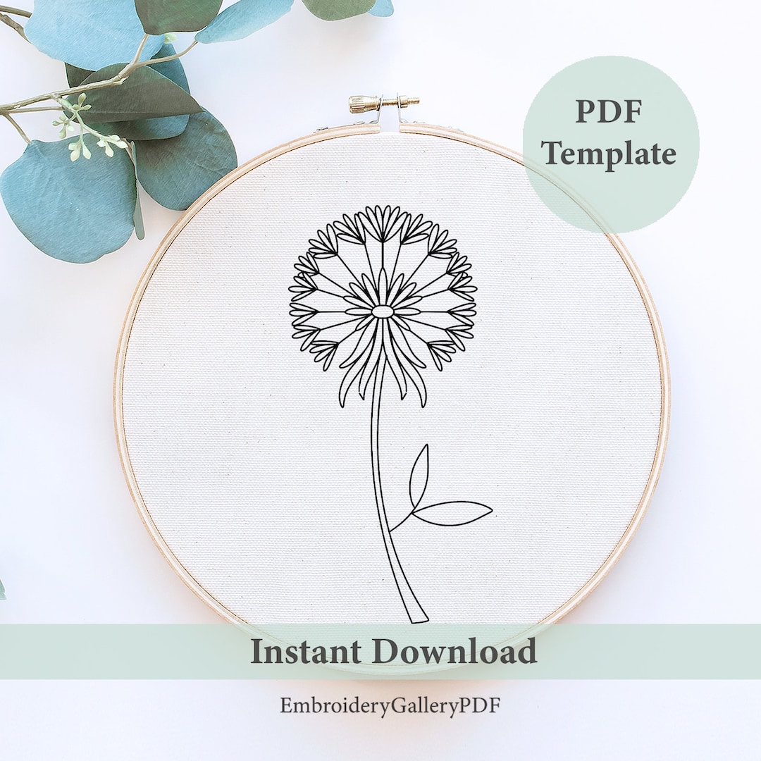 Dandelion Embroidery Pattern: Beginner Friendly Nature Craft (PDF ...