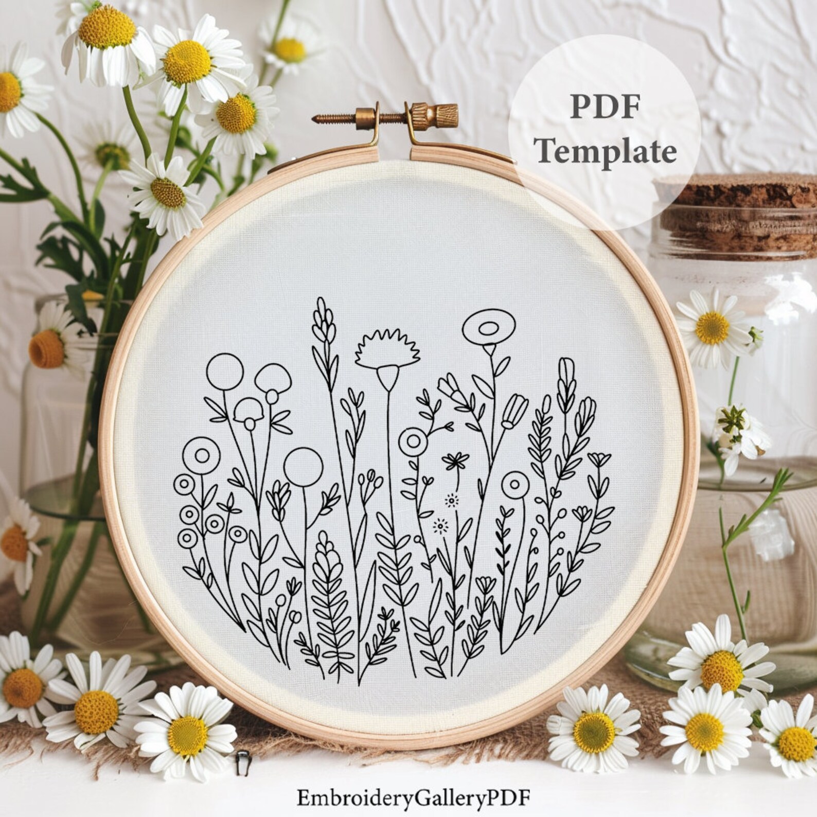Wildflowers Hand Embroidery Pattern: Beginner DIY Bouquet Art (PDF ...