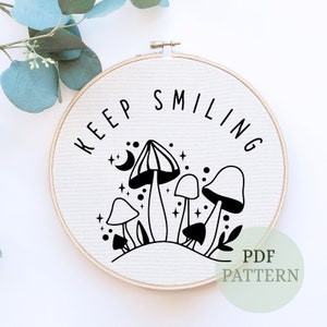 Keep smiling pattern,  Embroidery Pattern, Motivational Quotes, Affirmation Wall Art, Self Growth, Stay Positive, Above Bed Decor, Manifest