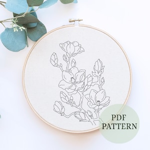 Japandi floral Hand Embroidery PDF Pattern, PDF Digital Download, Simple and Easy Beginner Floral Hand Embroidery  Home Decor, japandi decor