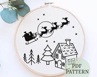 Little House Embroidery Pattern | Hand Embroidery Pattern | DIY Hand Embroidery | DIY Christmas Art, Christmas time hand embroidery pattern