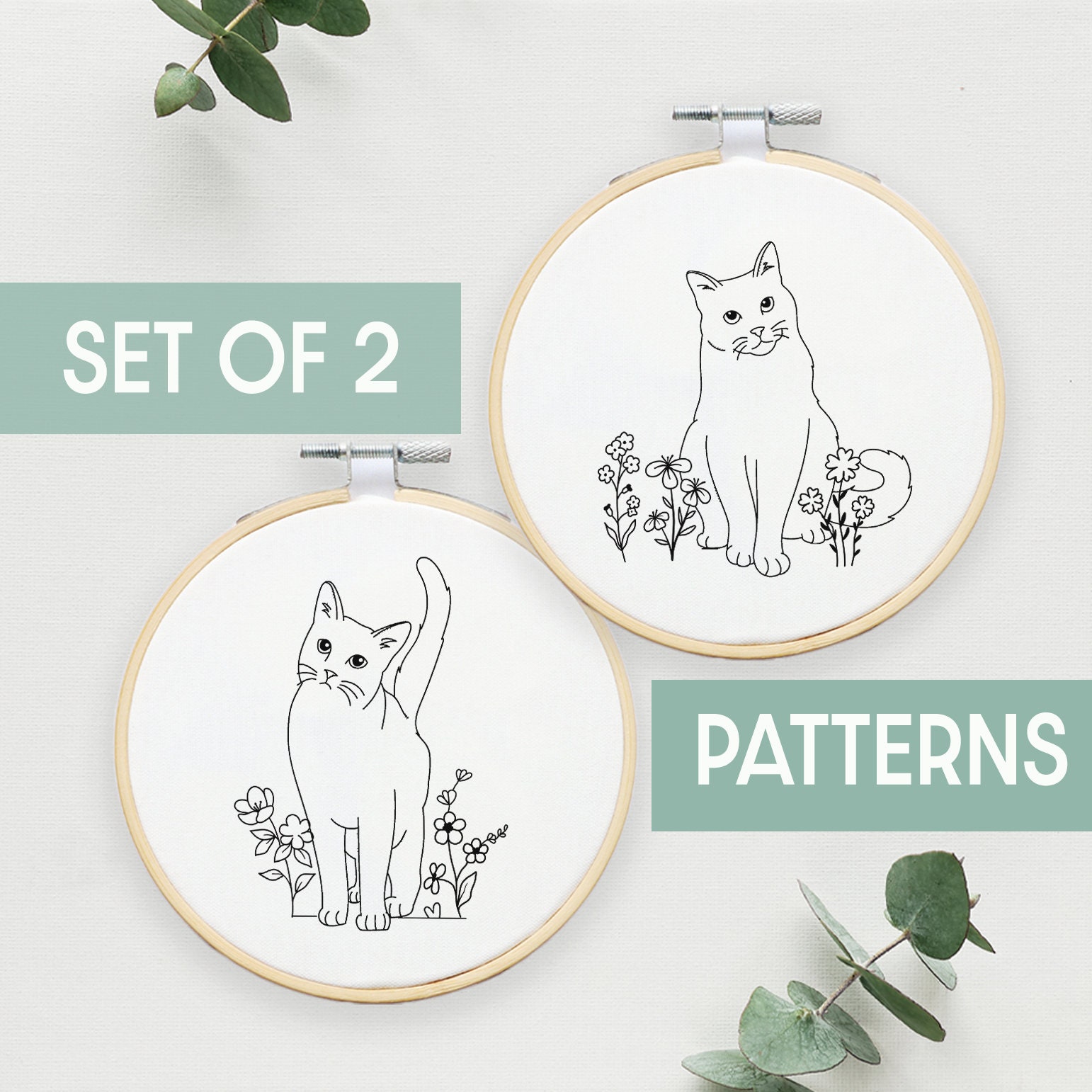 Sleepy Cat Mini Hoop Hand Embroidery Kit - Stitched Modern