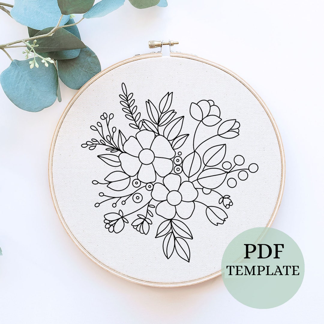 Floral Bouquet Hand Embroidery Template DIY Embroidery Pdf Pattern Floral Bouquet Hand Embroidery Template DIY Embroidery Pdf Pattern