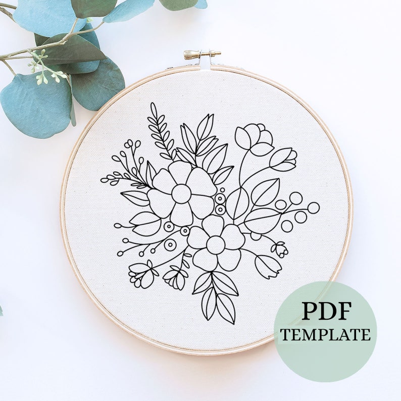 Floral Bouquet Embroidery Pattern: Vintage Flower Design (PDF Pattern ...