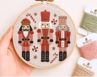 Nutcracker Embroidery Pattern, Christmas Holiday Hoop Art, easy craft (PDF Pattern)