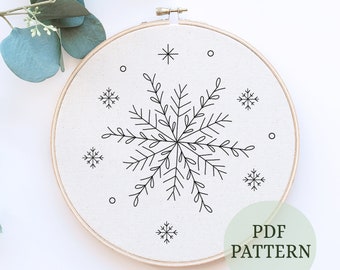 Snowflake Embroidery Pattern, Christmas Embroidery art, Let It Snow Embroidery, Christmas Embroidery, Festive Embroidery, Winter embroidery