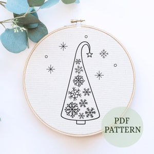 Christmas Tree Hand Embroidery Pattern, Beginner Christmas Embroidery, Christmas Tree Ornament PDF, Winter Christmas Embroidery, Hoop Art