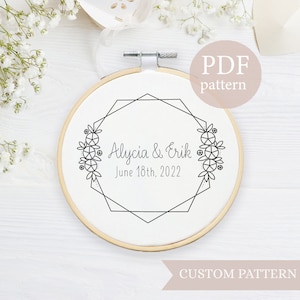 Wedding embroidery Pattern, Hand embroidery Pattern, Mr & Mrs,  Wedding Gift, Scheme for hand embroidery, PDF INSTANT DOWNLOAD, custom chart