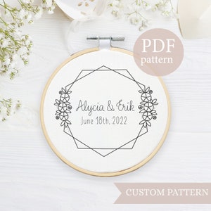 Wedding embroidery Pattern, Hand embroidery Pattern, Mr & Mrs,  Wedding Gift, Scheme for hand embroidery, PDF INSTANT DOWNLOAD, custom chart