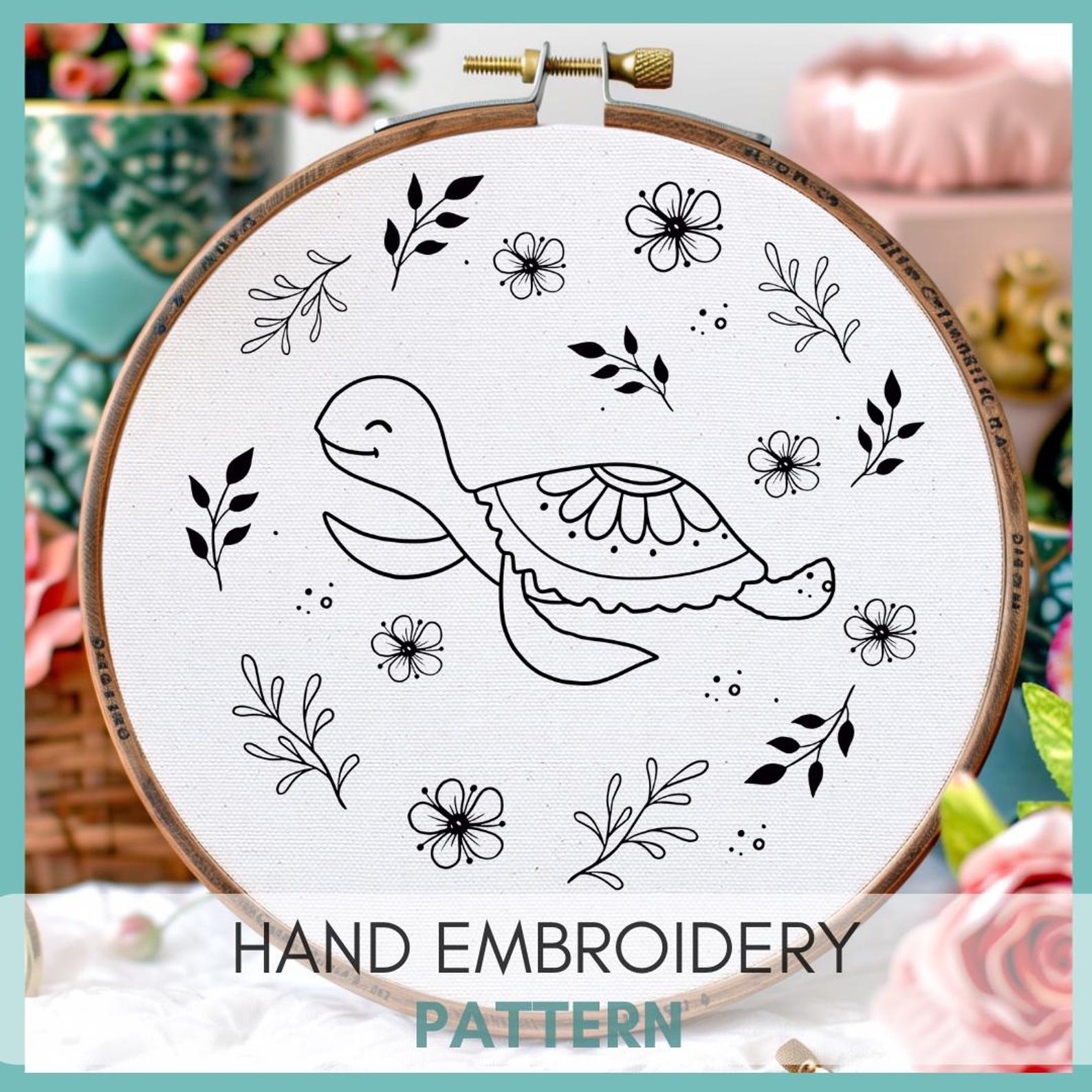 Embroidered Turtle Simple Turtle Embroidery Pattern: Silhouette Design (PDF Pattern) - Etsy