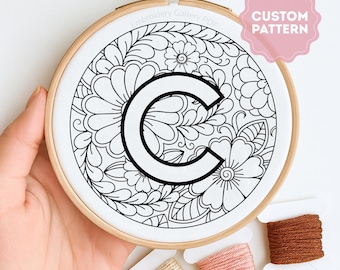 Mushroom Alphabet Embroidery Pattern: Letter Monogram (PDF