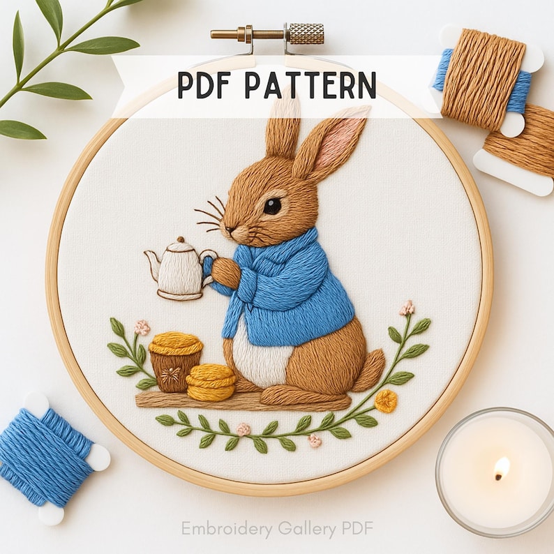 Peter Rabbit Hand Embroidery Pattern, Storybook Nursery Decor (PDF ...