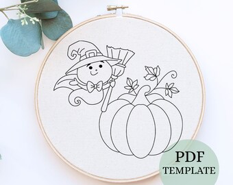 Pumpkin Hand Embroidery Pattern: Autumn Halloween Design (PDF Pattern)