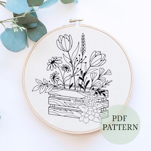 Hand embroidery pattern, Embroidery designs, PDF pattern, Handful of flower Embroidery Pattern, Modern Hand Embroidery, DIY Embroidery Hoop