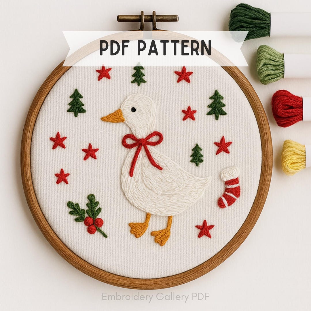 Emperor Goose Pattern Festive Goose Hand Embroidery Pattern, Holiday Decor (PDF Template) - Etsy