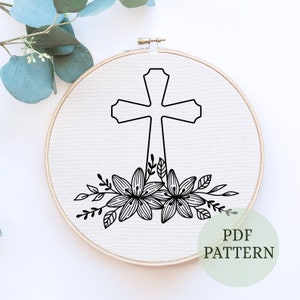 Christian embroidery pattern, pdf for download ,Hand embroidery template, Christian Bible quotes, botanical embroidery, baptism, communion