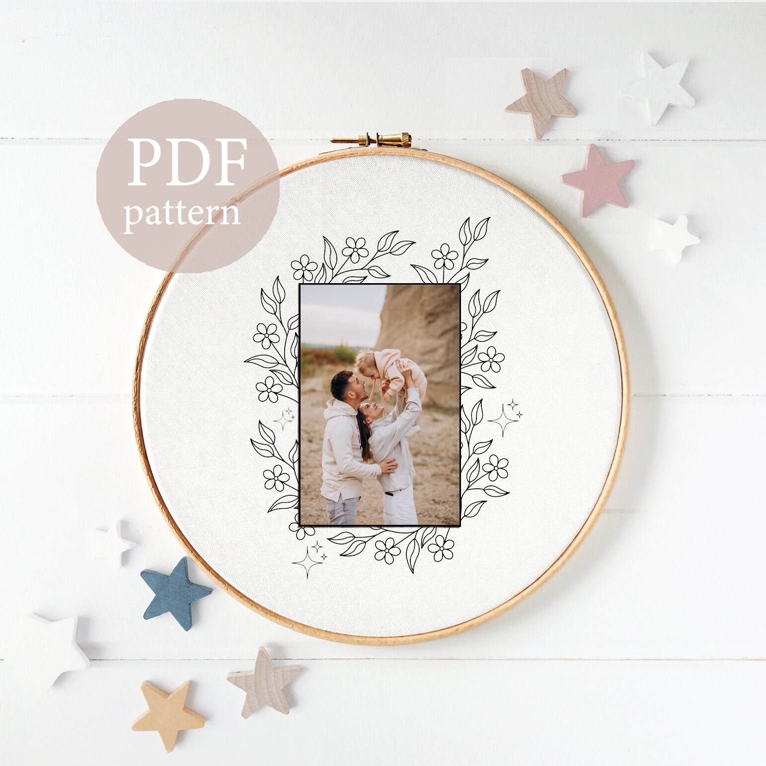 Photo Frame Embroidery Pattern Floral Frame Embroidery Pattern: Wedding Photo Keepsake (PDF Pattern ...