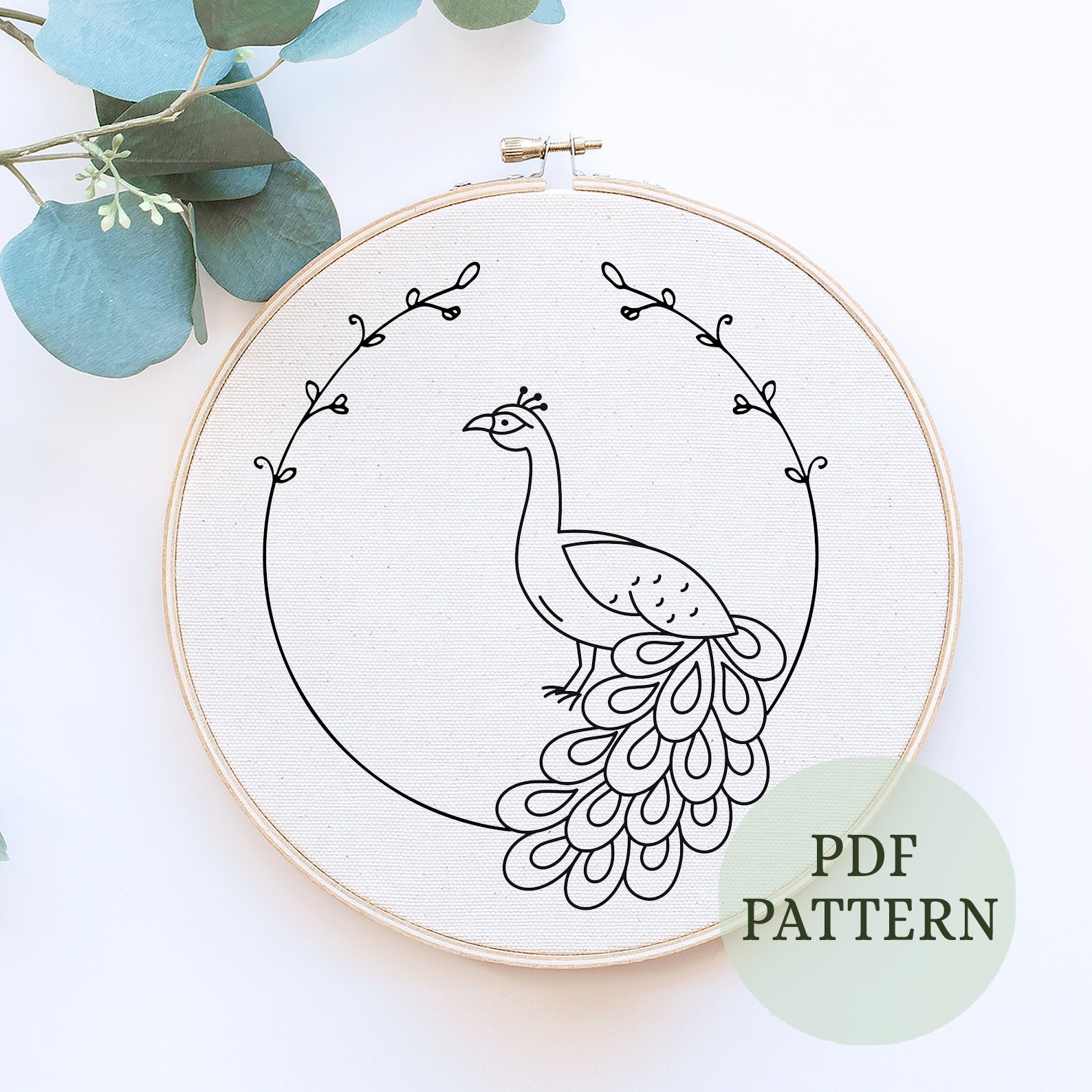 Buy New Hand Embroidery PDF Pattern Floral Peacock Design