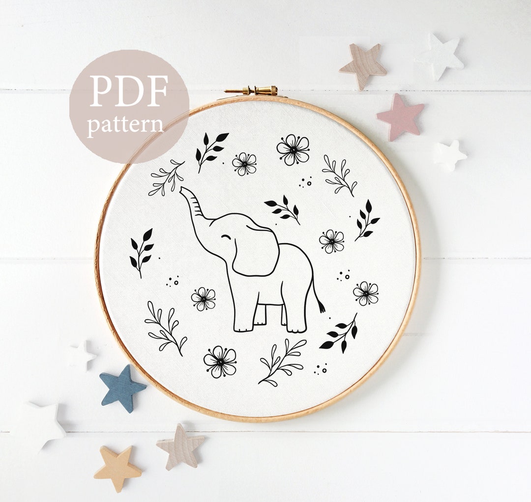 Elephant Hand Embroidery Patterns Elephant Pattern Hand Etsy