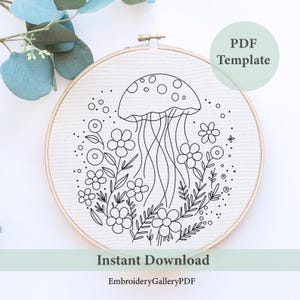 Floral Jellyfish Hand Embroidery Pattern: Ocean Life Art (PDF Pattern)