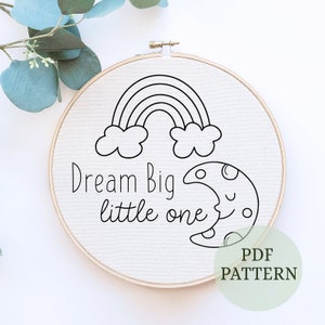 Dream Big Embroidery Pattern | Embroidery Template | PDF Pattern | Easy Embroidery Pattern | Hand Embroidery | Digital Download | Baby gift