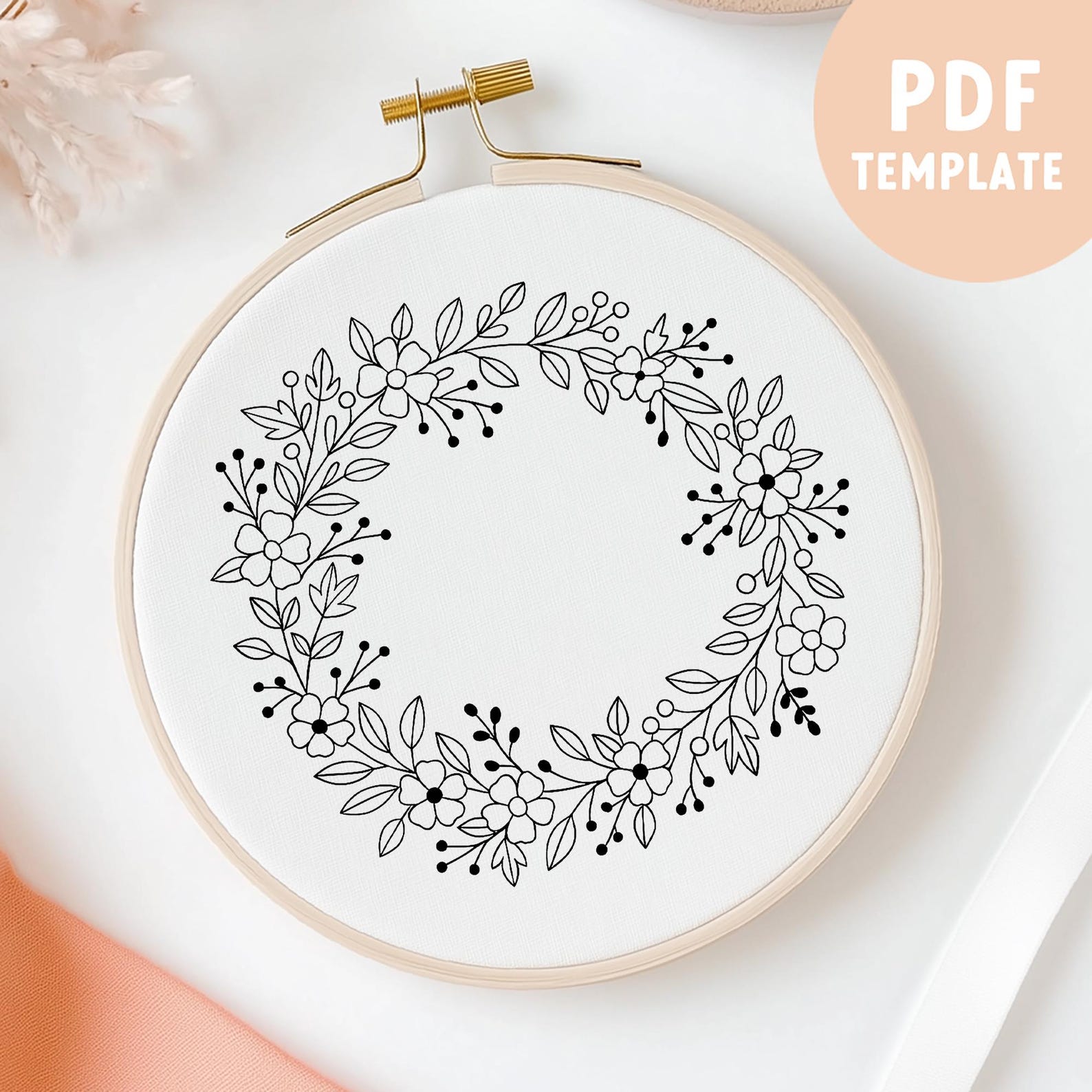 Floral Wreath Embroidery Pattern: Beginner Friendly Botanical Design ...