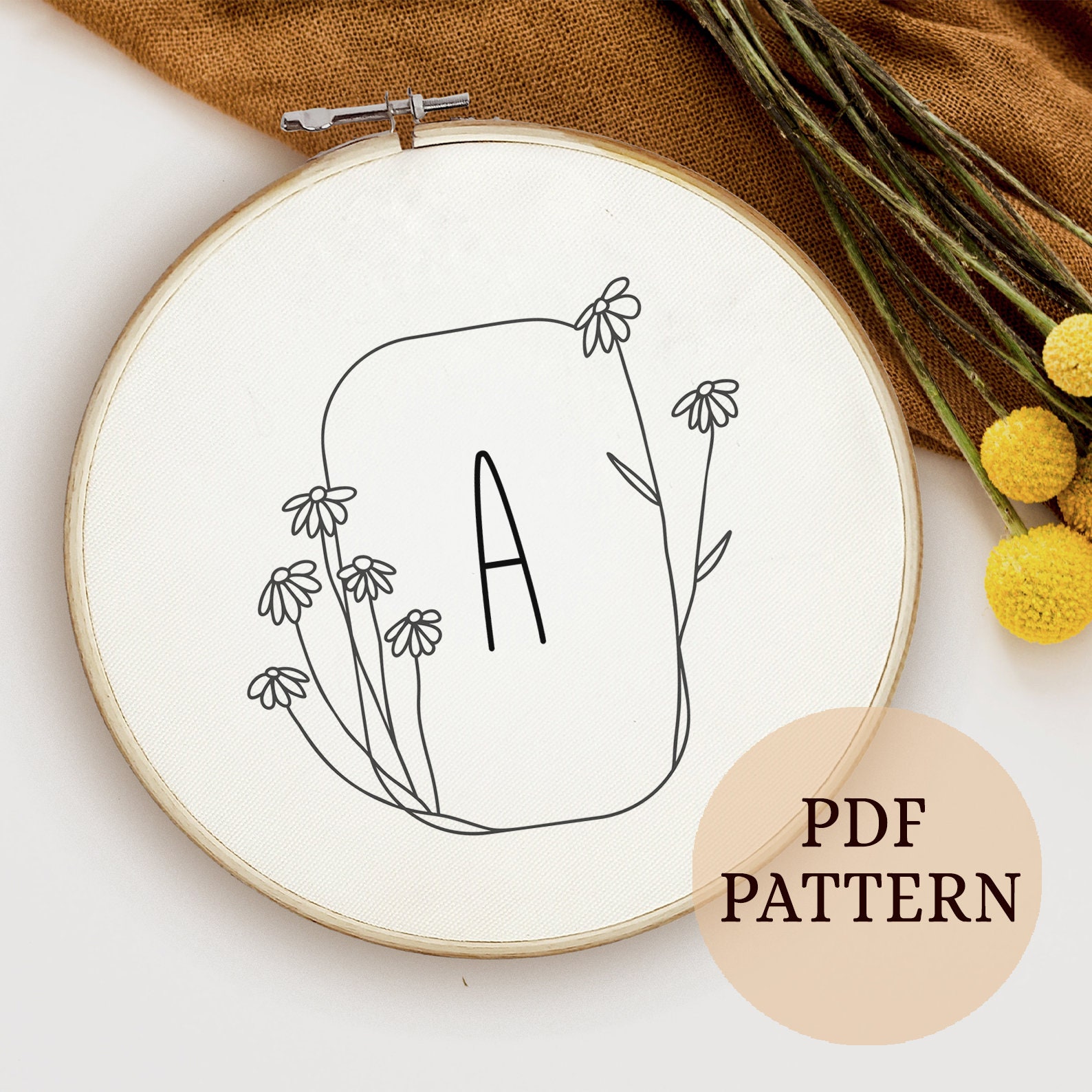 Complete Alphabet Letters, Hand Embroidery Pattern, Floral Transfer Patch,  Daisies Embroidery Paper, Trendy Embroidery for Clothes, Hoop Art 