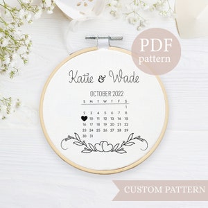 Personalized calender hand embroidery, Floral embroidery, Name embroidery, Gift embroidery, Wedding Embroidery, Birthday Embroidery,Handmade