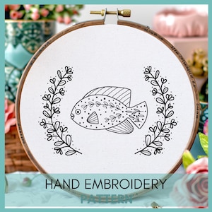 Goldfish Embroidery Pattern, Fish Embroidery, Instant Download, Fish Hoop Art, Japanese Culture, Goldfish Embroidery, Cherry Blossoms Hoop