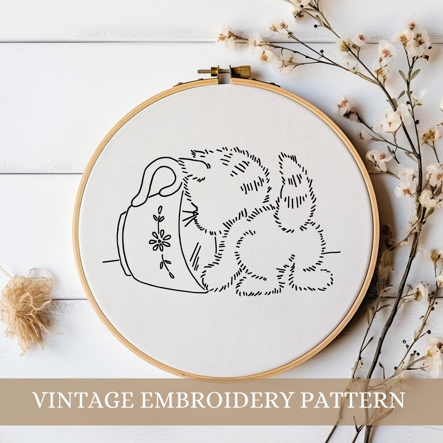 ヴィンテージ猫のシルエット刺繍パターン（PDFダウンロード） - Etsy 日本