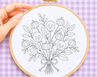 Halloween Hand Embroidery Pattern | Bouquet from Beyond | beginners Embroidery Pattern | PDF Embroidery Pattern hoop art embroidery template